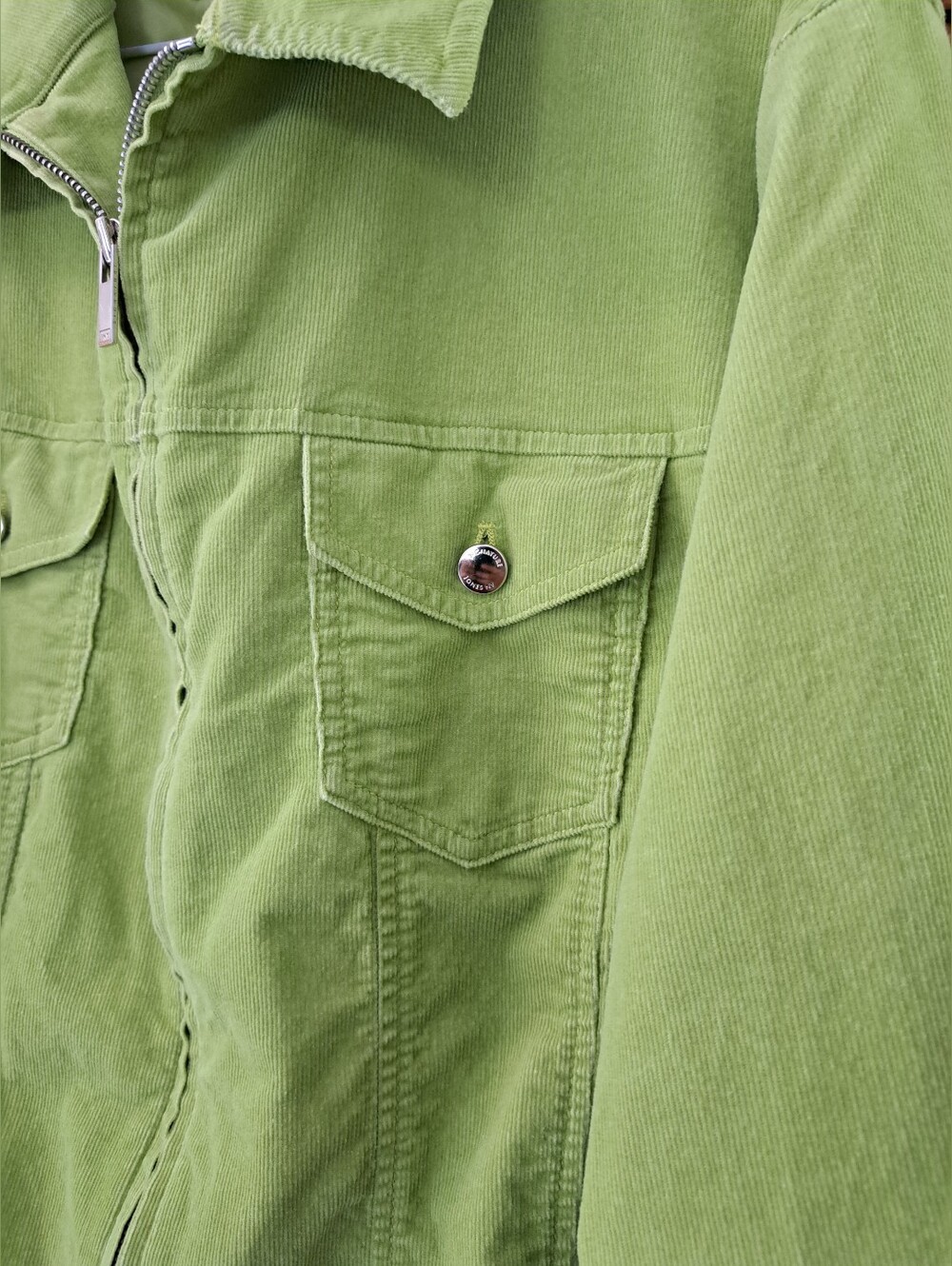 Jones New York Signature Lime Green Corduroy Zip Jacket Plus Size 2x